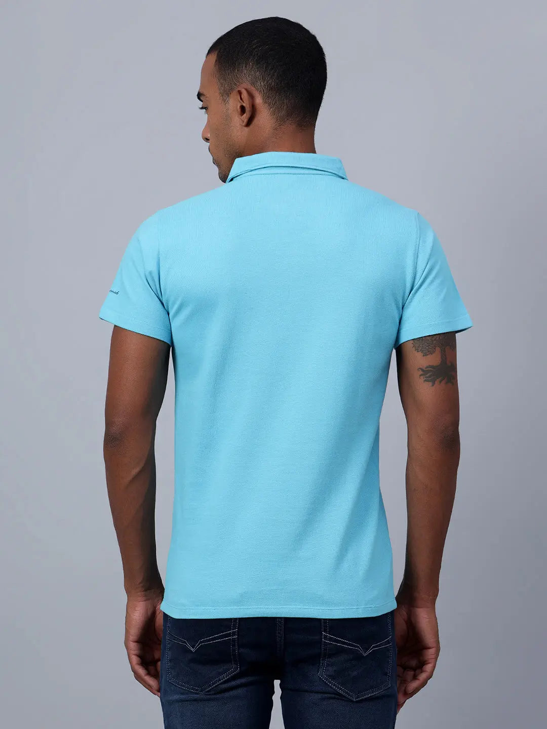Powder Blue Zipped Polo Shirt hencemade