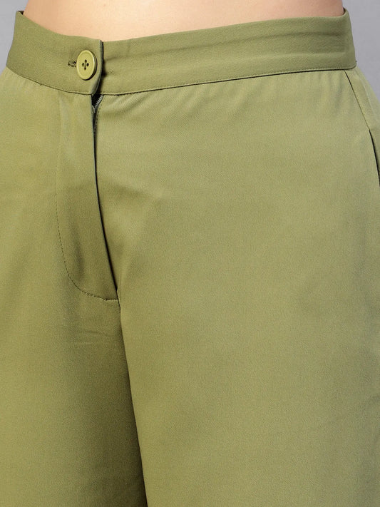 Jade Green Flat Front Trousers hencemade