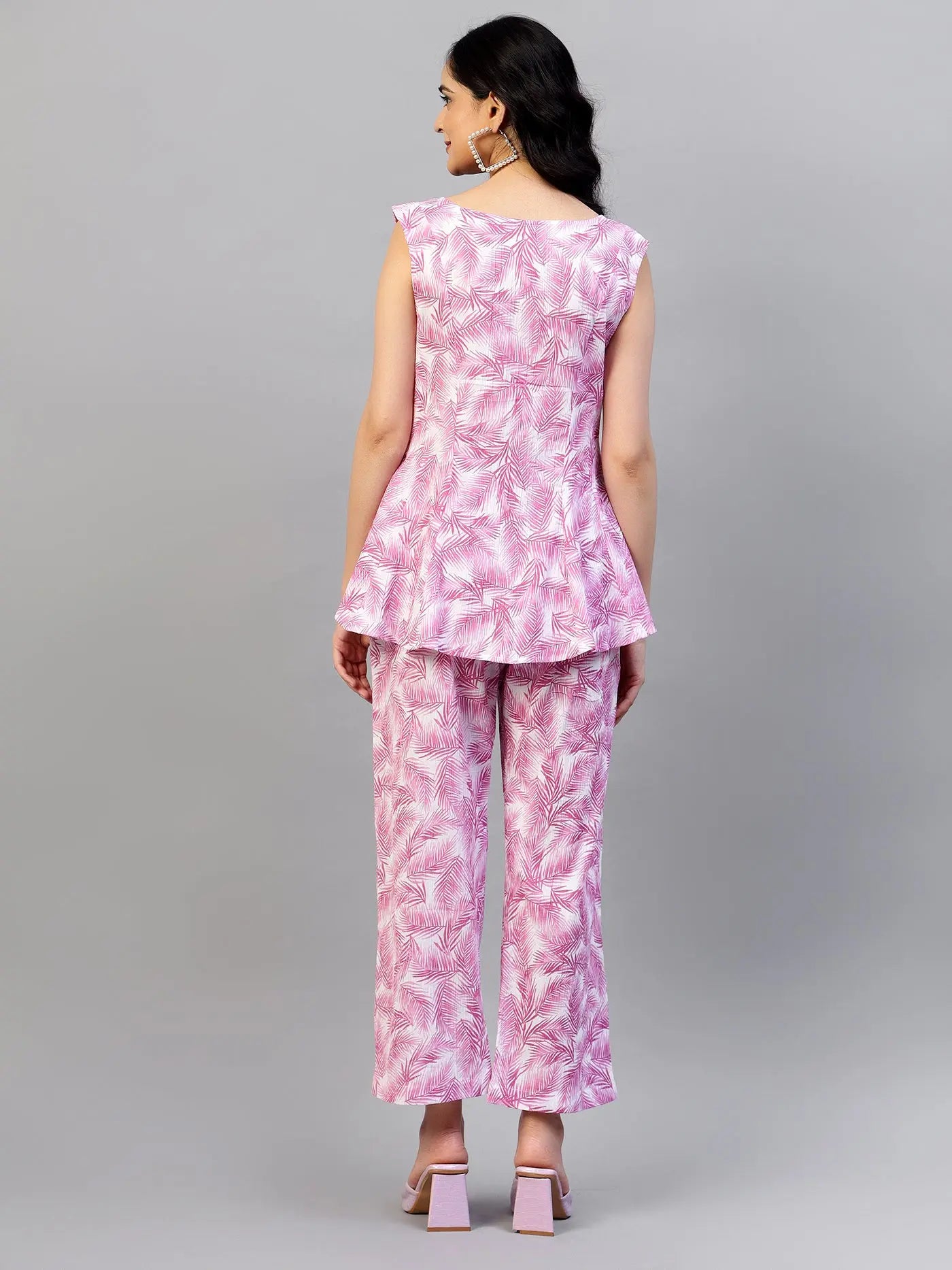 Pink Floral Printed Cotton Pant Set hencemade