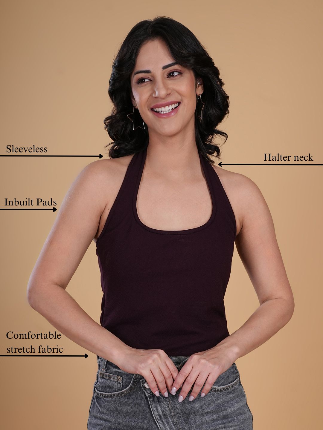 Seamless Padded Maroon Tank Top