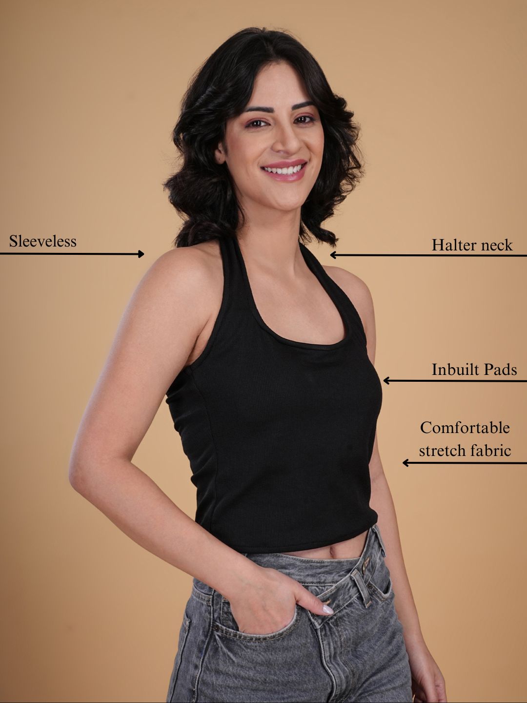 Seamless Padded Black Tank Top