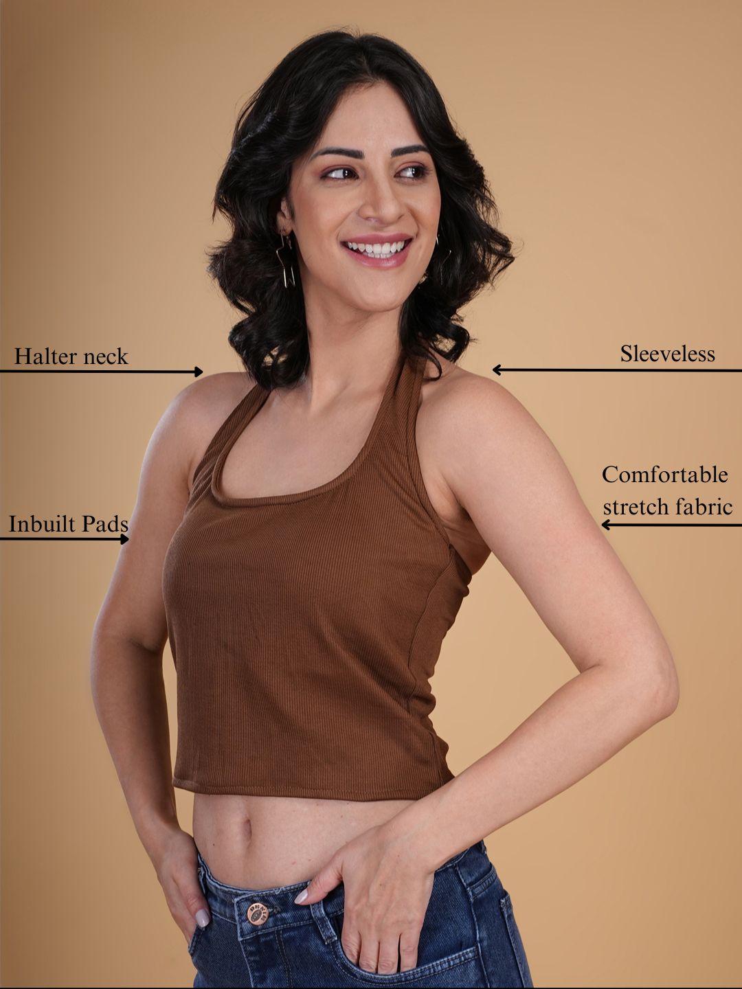 Seamless Padded Brown Tank Top