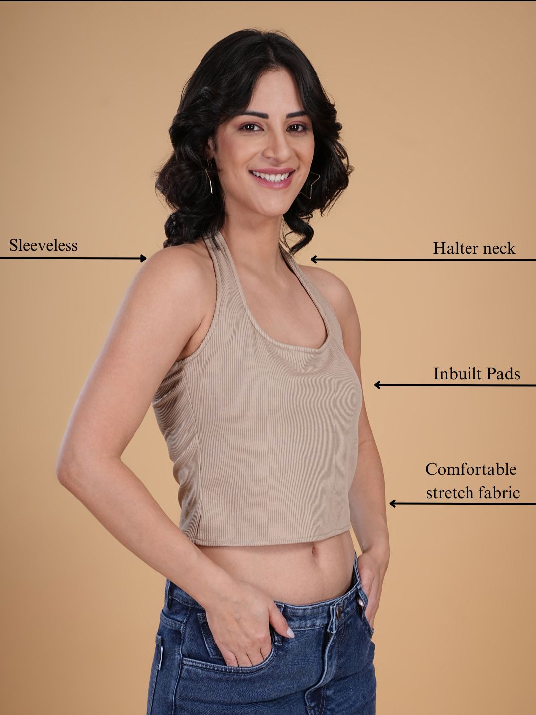 Seamless Padded Beige Tank Top