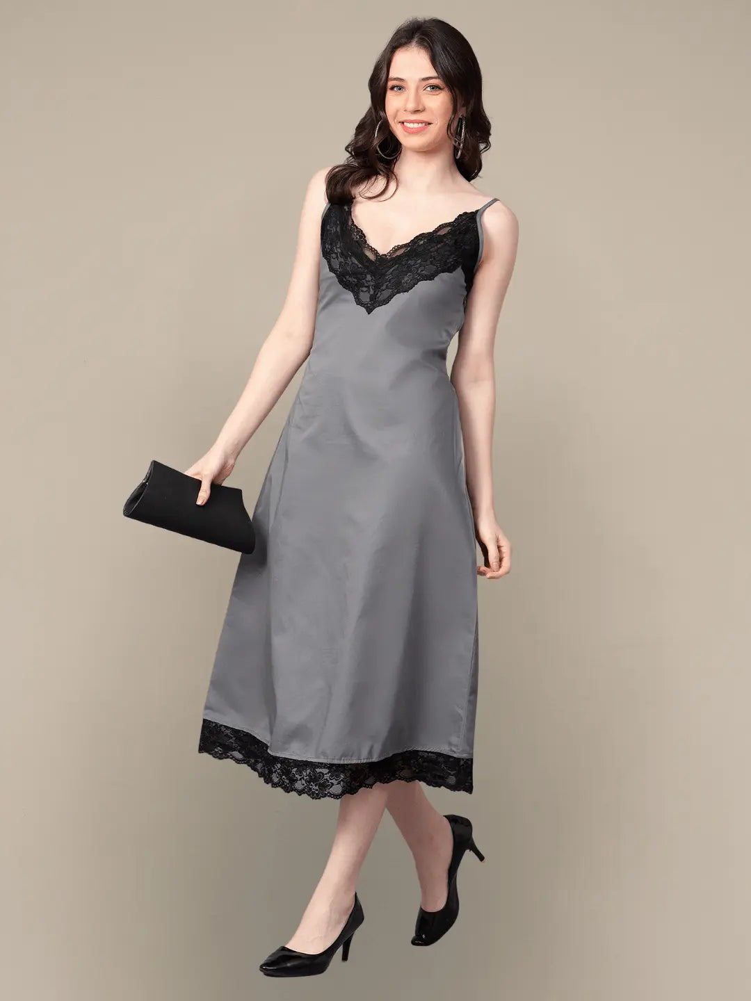 Steel Grey Low Back Slip Dress hencemade