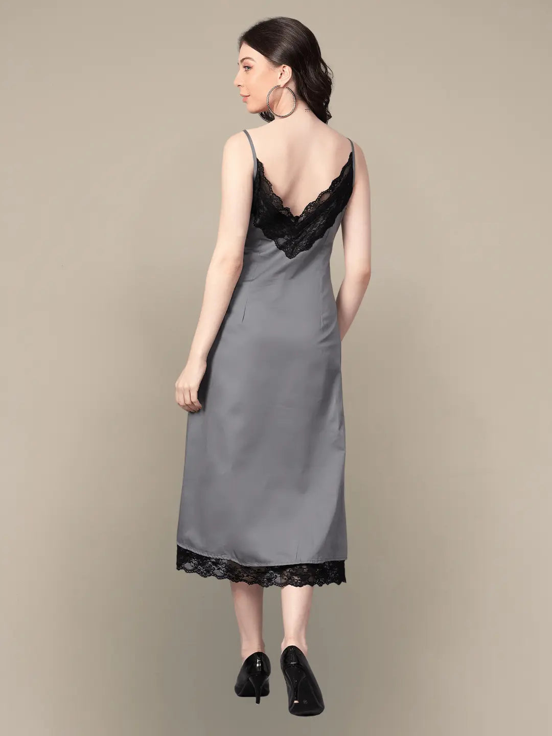 Steel Grey Low Back Slip Dress hencemade