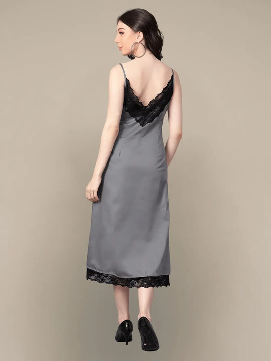 Steel Grey Low Back Slip Dress hencemade