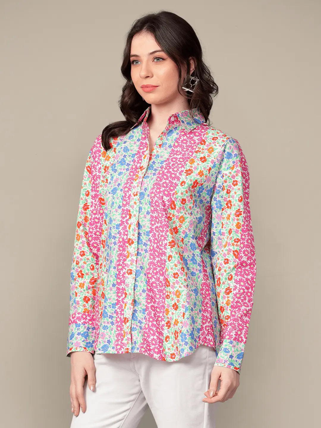 Multi Colour Stripe Print Shirt hencemade
