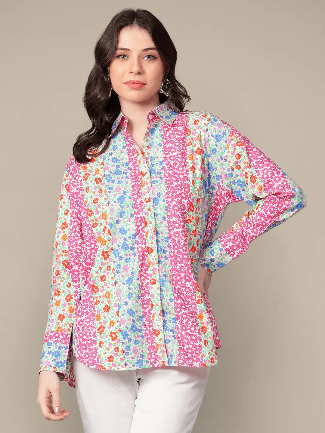Multi Colour Stripe Print Shirt hencemade