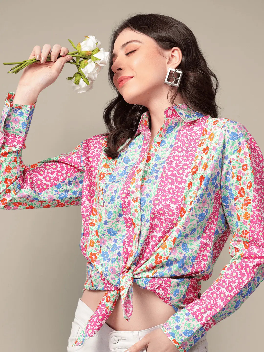 Multi Colour Stripe Print Shirt hencemade