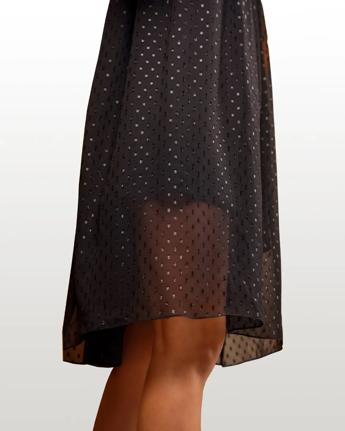 Black Dobby Inverted V-Neck Dress hencemade