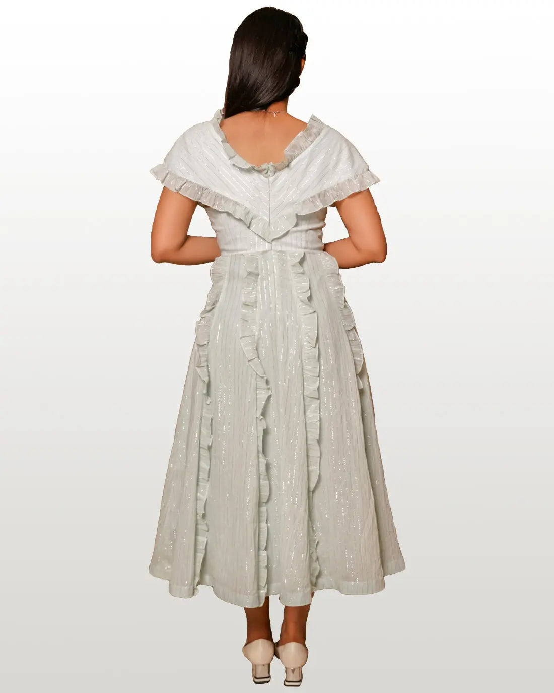 Pleated Pastel Green Lurex Dress hencemade