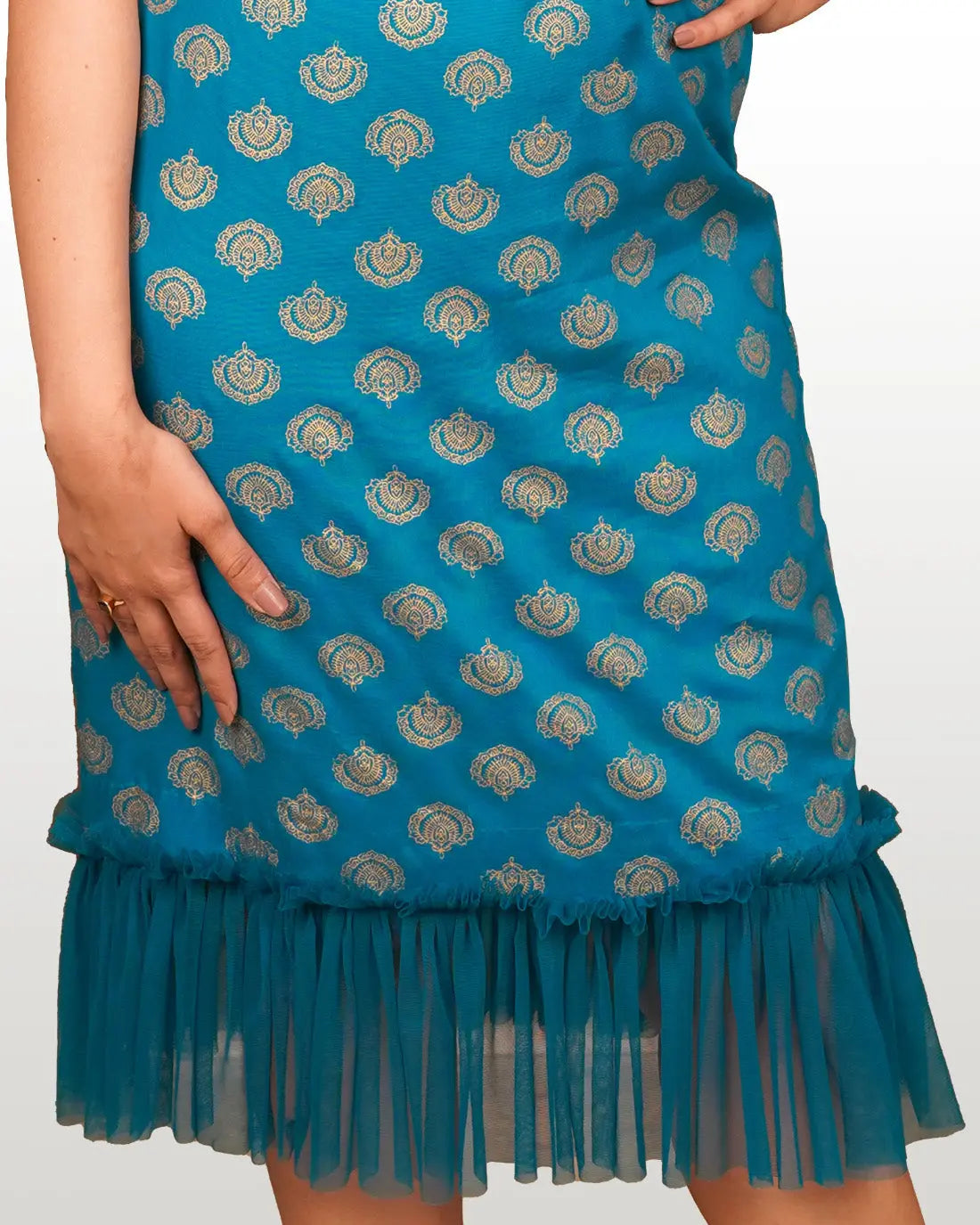 Cobalt Blue Motifs Cotton Dress HENCEMADE