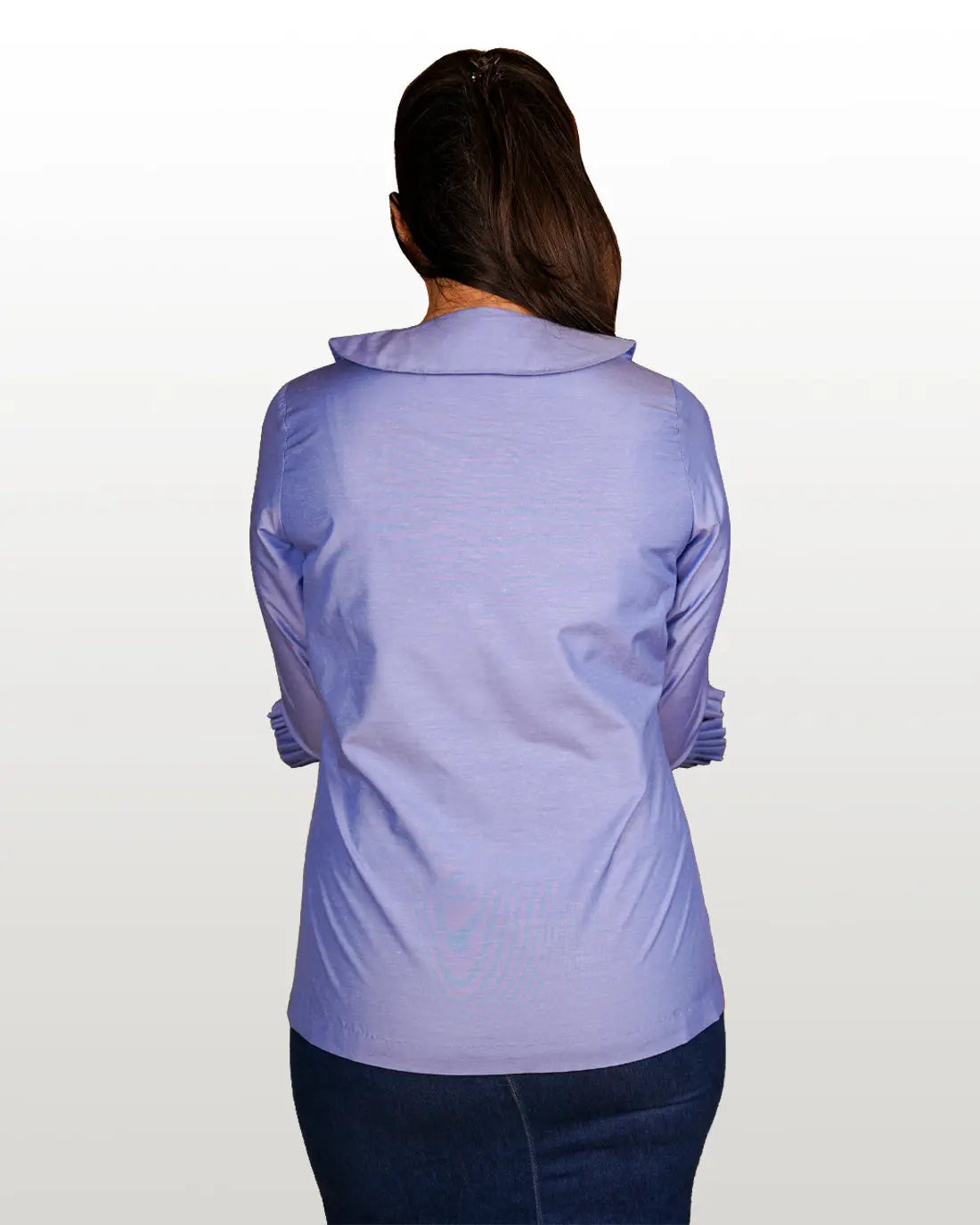 Double Scalloped Collar Blue Poplin Shirt hencemade