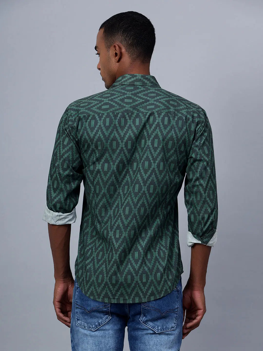 Two-tone Green Pinktuck shirt hencemade