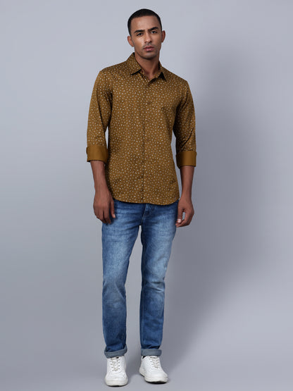 Classic Slim Fit Micro Ditsy Printed Cotton Casual Shirt