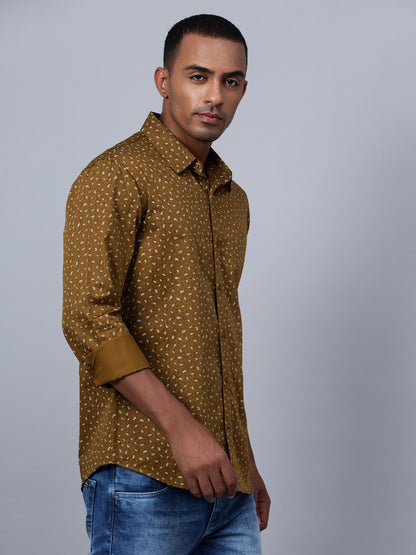 Classic Slim Fit Micro Ditsy Printed Cotton Casual Shirt