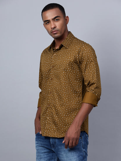 Classic Slim Fit Micro Ditsy Printed Cotton Casual Shirt