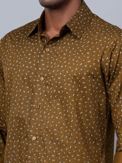 Classic Slim Fit Micro Ditsy Printed Cotton Casual Shirt