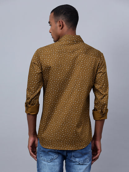 Classic Slim Fit Micro Ditsy Printed Cotton Casual Shirt