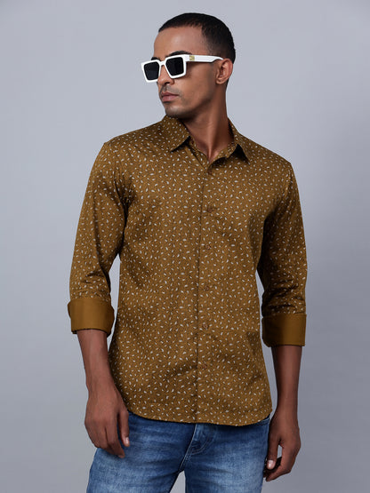 Classic Slim Fit Micro Ditsy Printed Cotton Casual Shirt