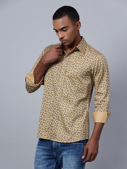 Classic Slim Fit Floral Printed Cotton Casual Shirt