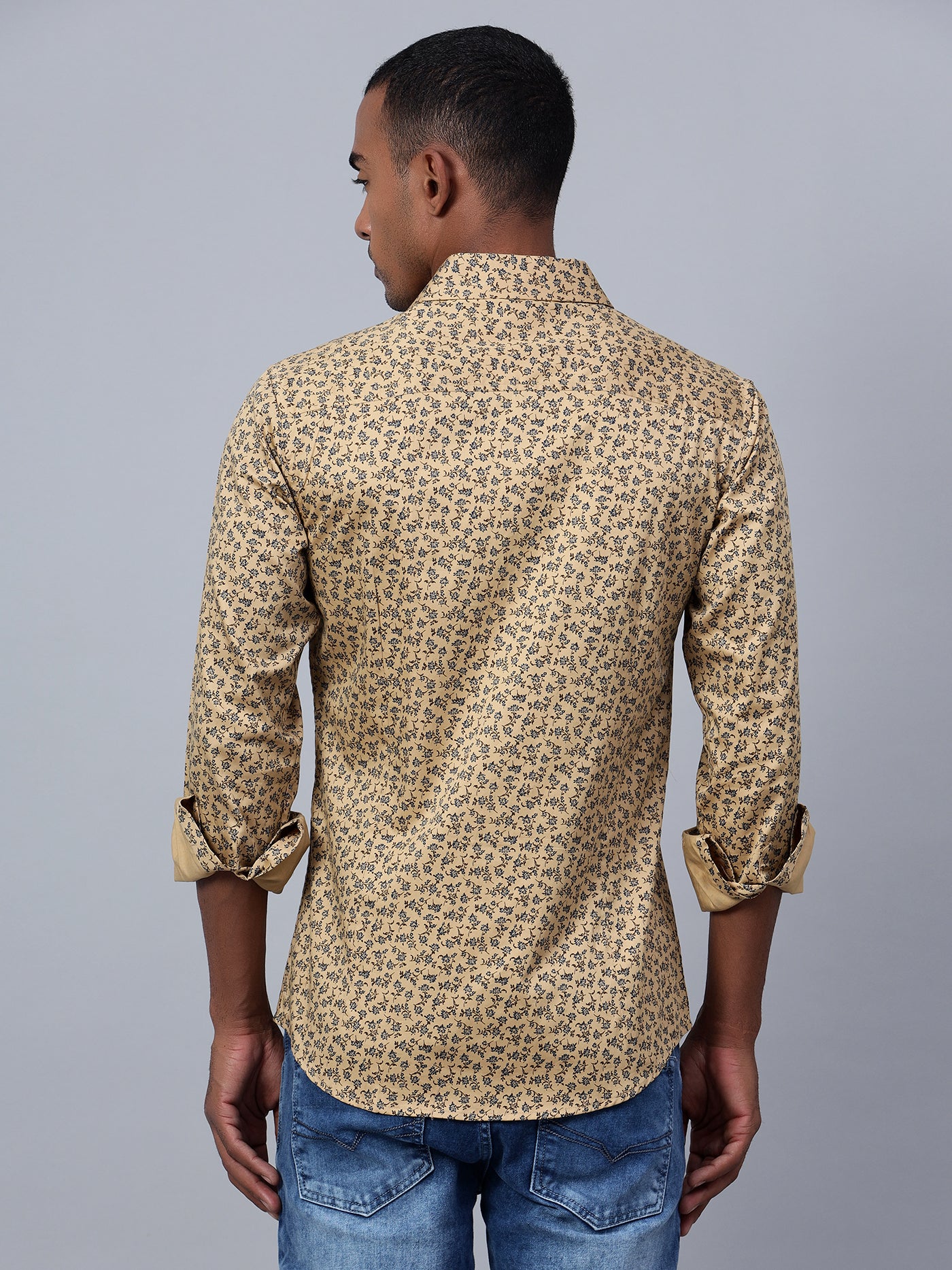 Classic Slim Fit Floral Printed Cotton Casual Shirt