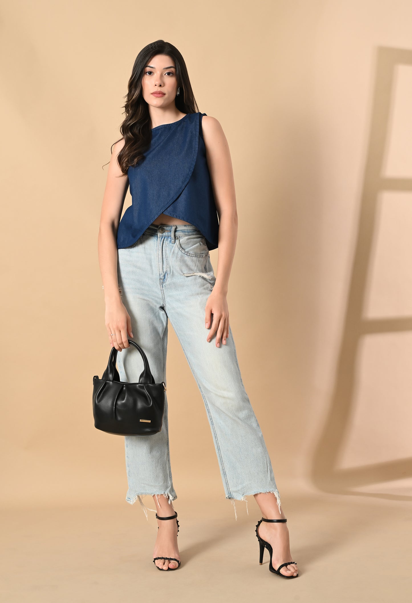 River Wrap Sleeveless Denim Top