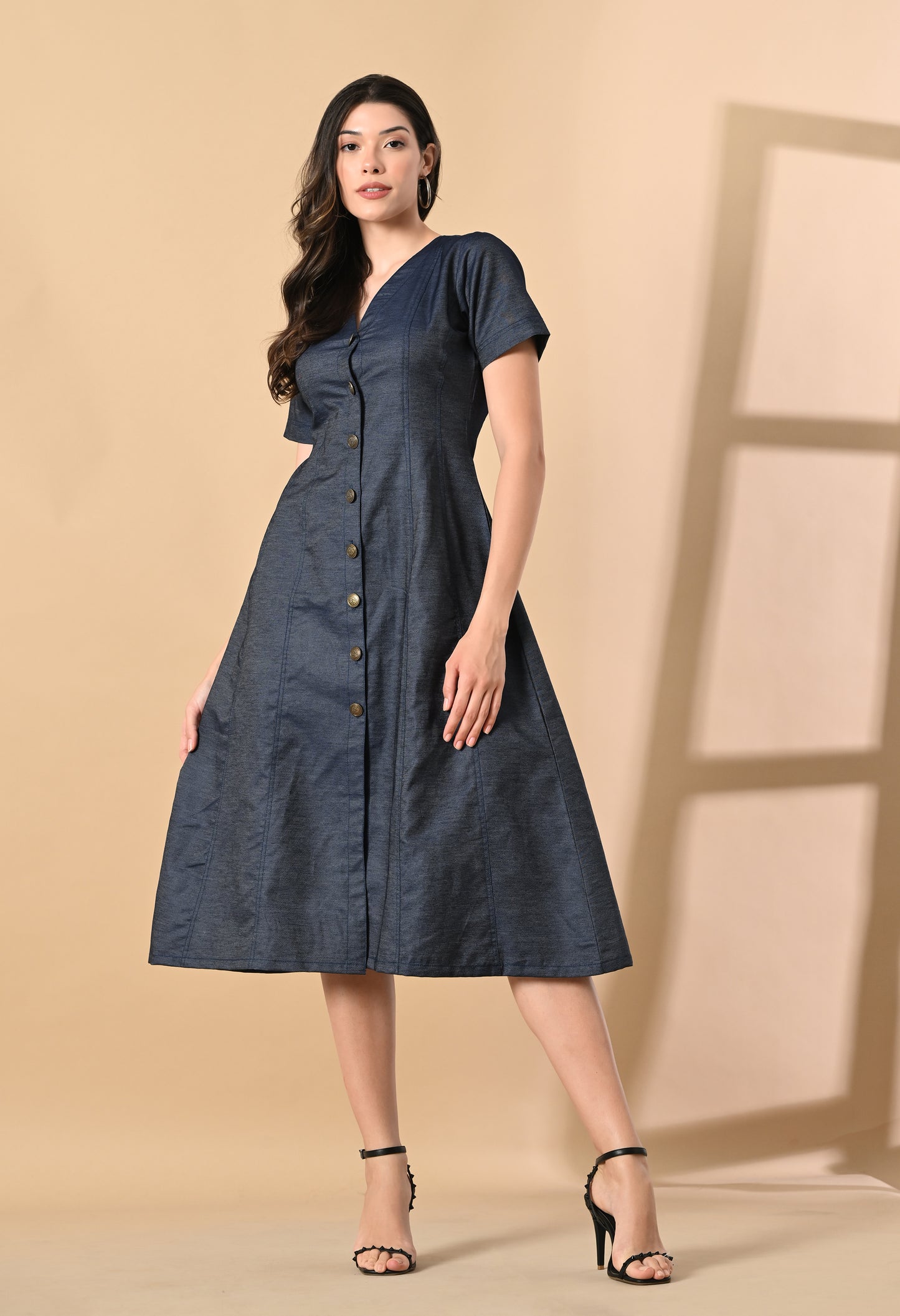 Indigo Whisper Denim Midi Dress