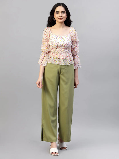 Jade Green Flat Front Trousers hencemade