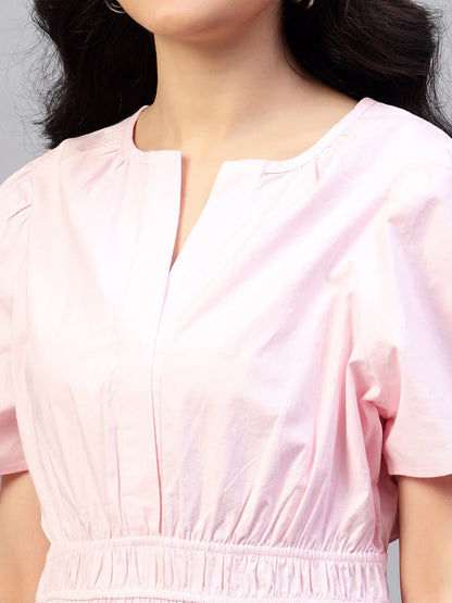 Baby Pink tier Cotton Poplin Dress hencemade