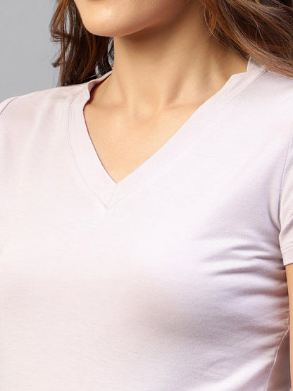 Mauve Viscose V-neck Top hencemade