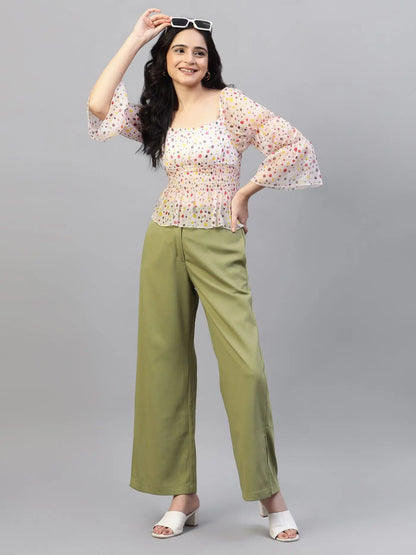 Jade Green Flat Front Trousers hencemade