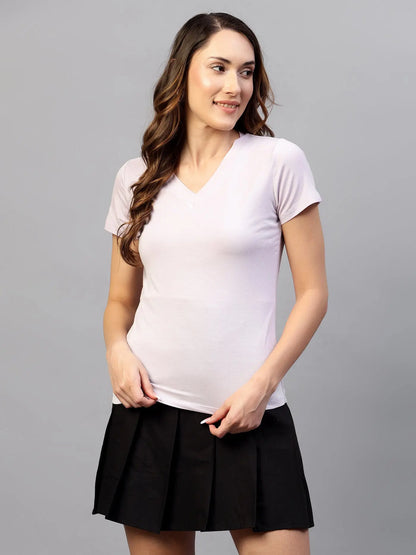 Mauve Viscose V-neck Top hencemade