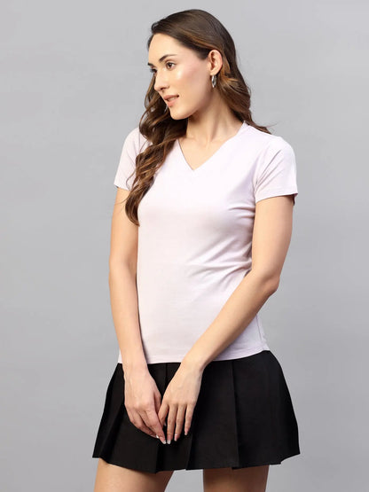 Mauve Viscose V-neck Top hencemade