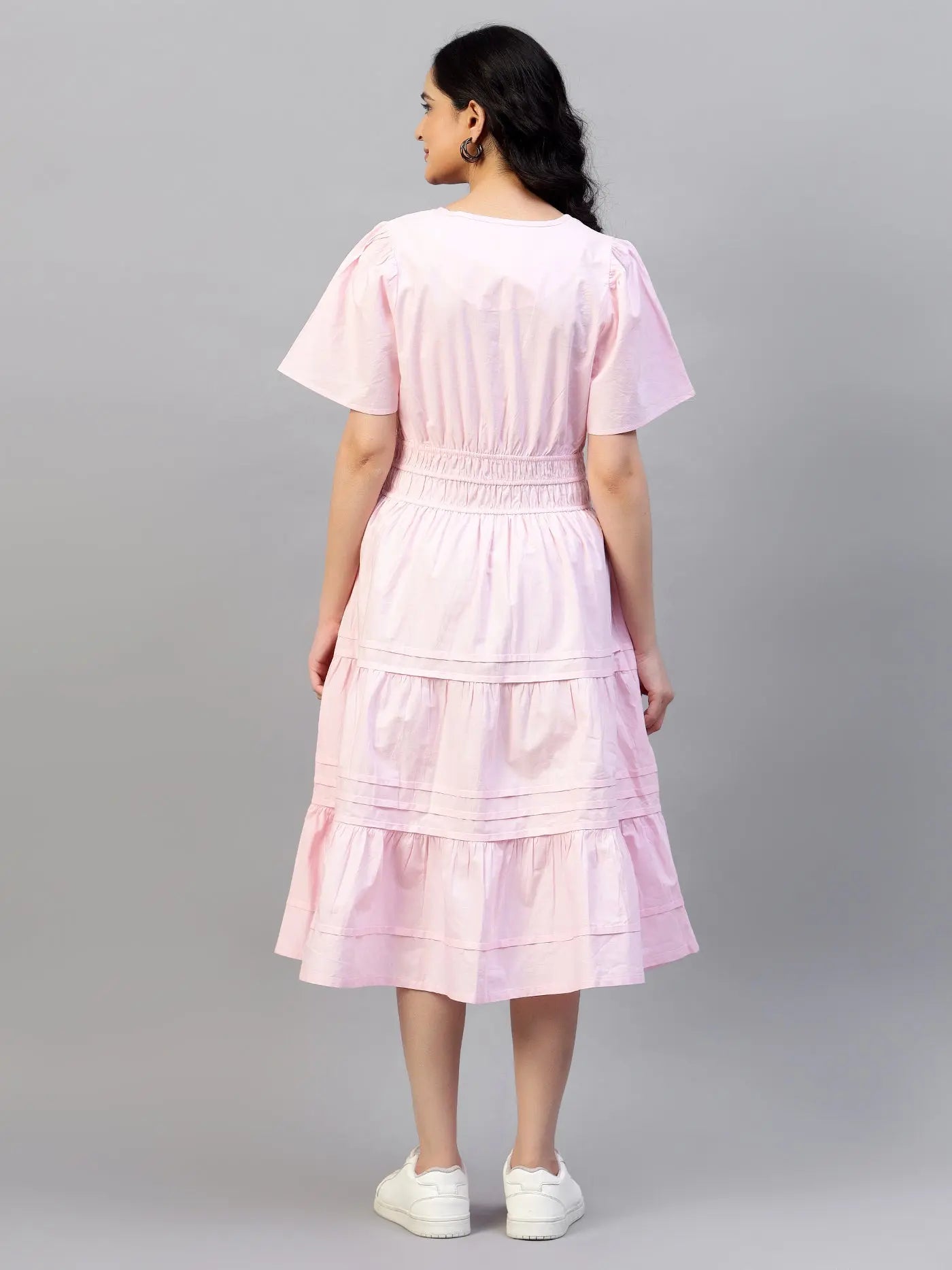 Baby Pink tier Cotton Poplin Dress hencemade