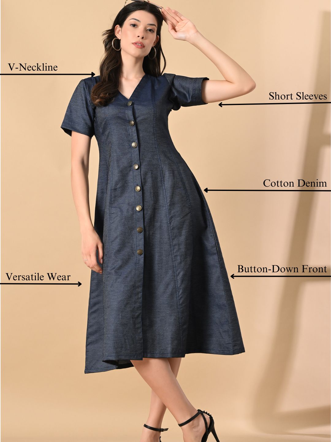 Indigo Whisper Denim Midi Dress