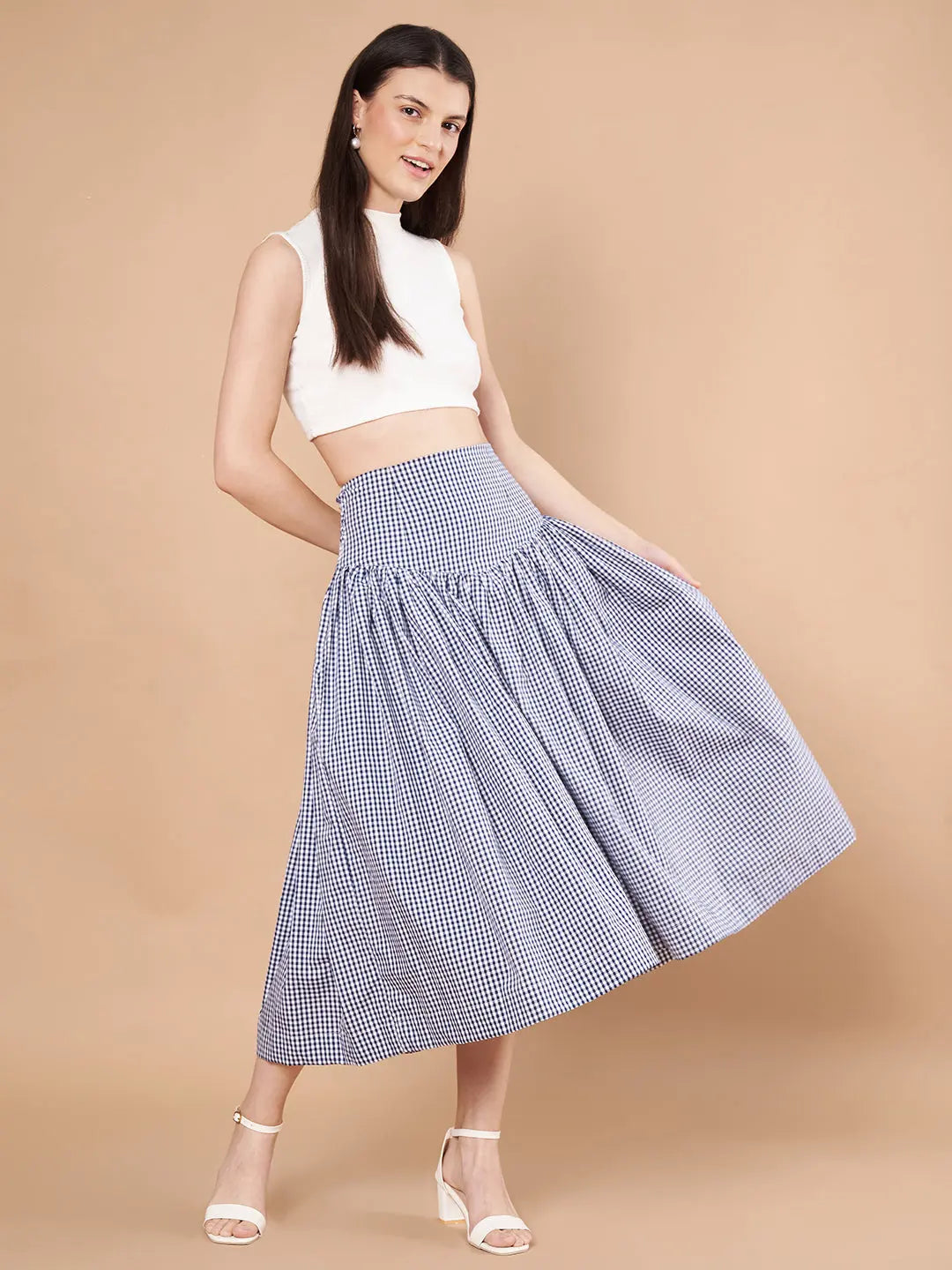 Gingham Printed Skirt HENCEMADE