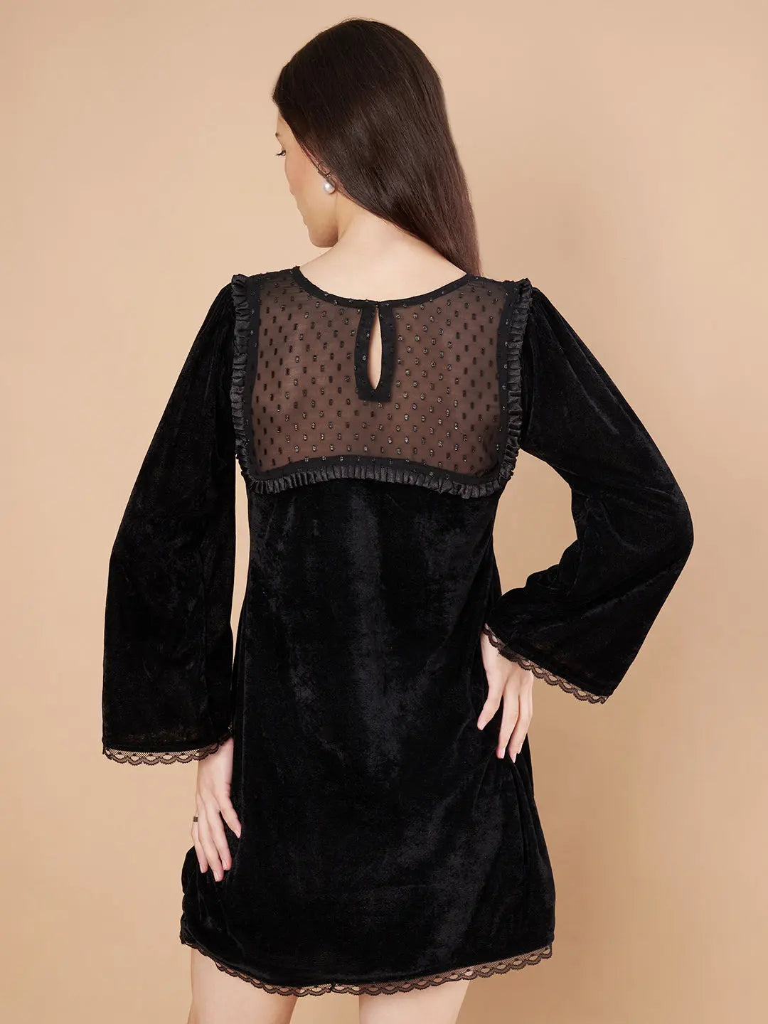 Black Velvet Dress Long Sleeves HENCEMADE