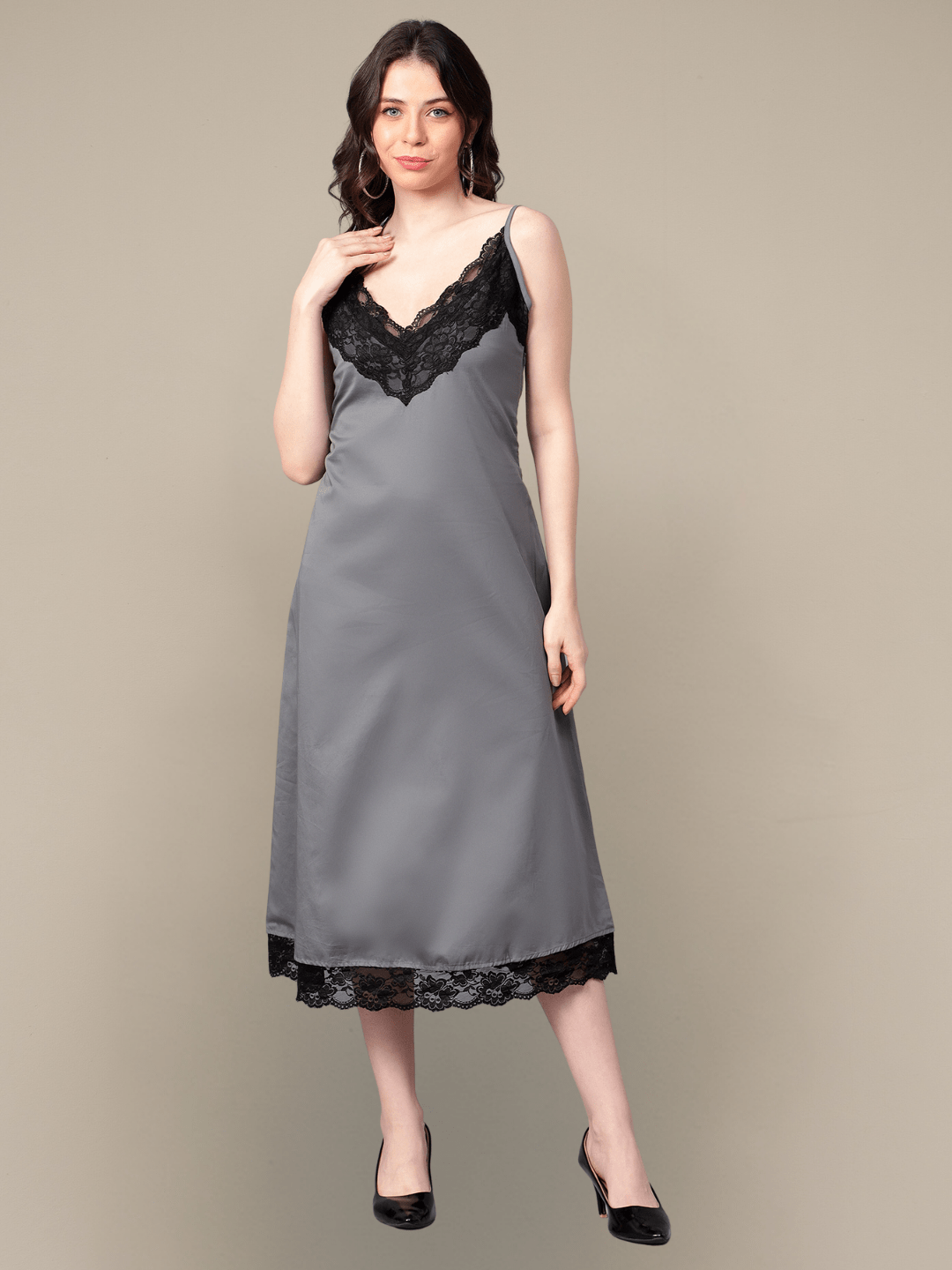 Steel Grey Low Back Slip Dress hencemade