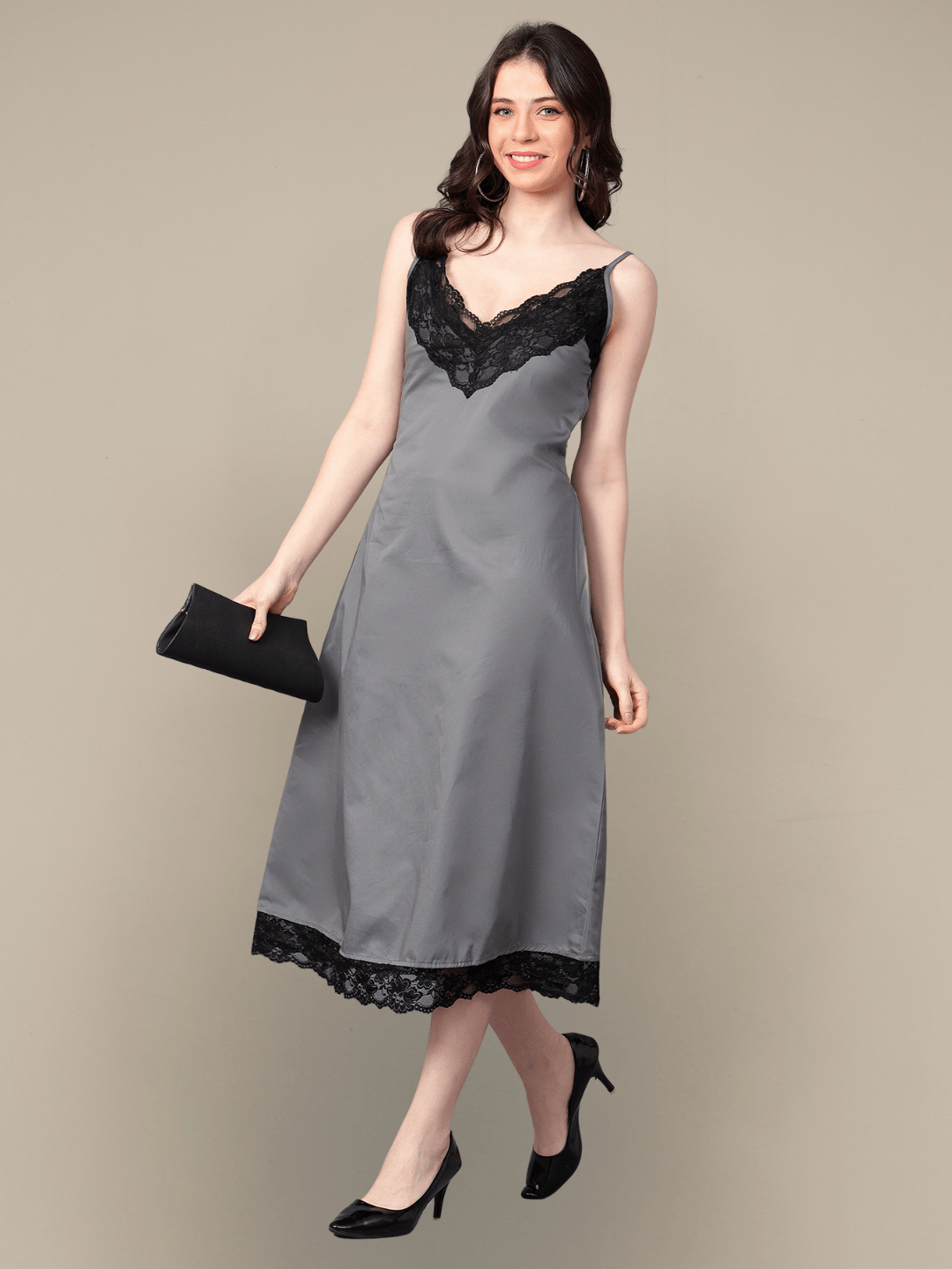 Steel Grey Low Back Slip Dress hencemade