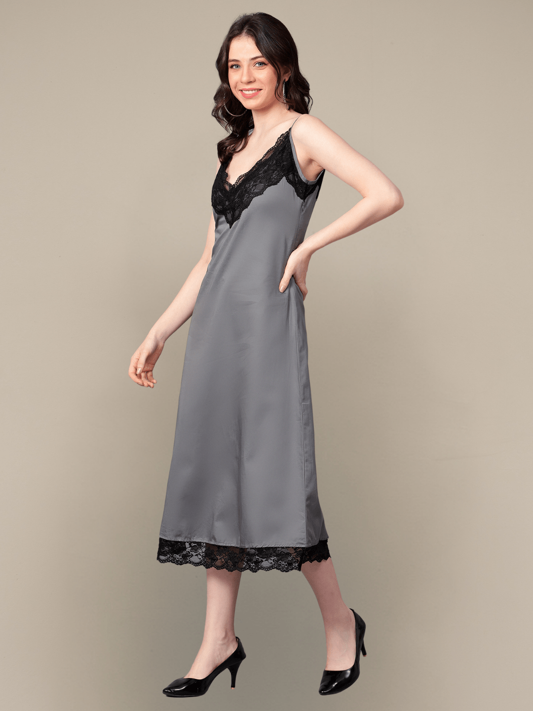 Steel Grey Low Back Slip Dress hencemade