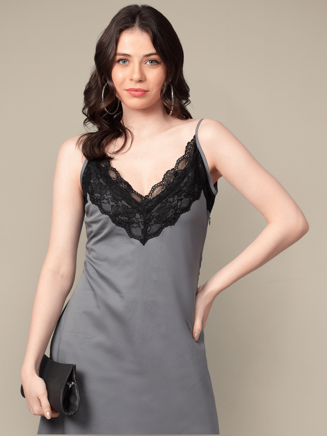 Steel Grey Low Back Slip Dress hencemade