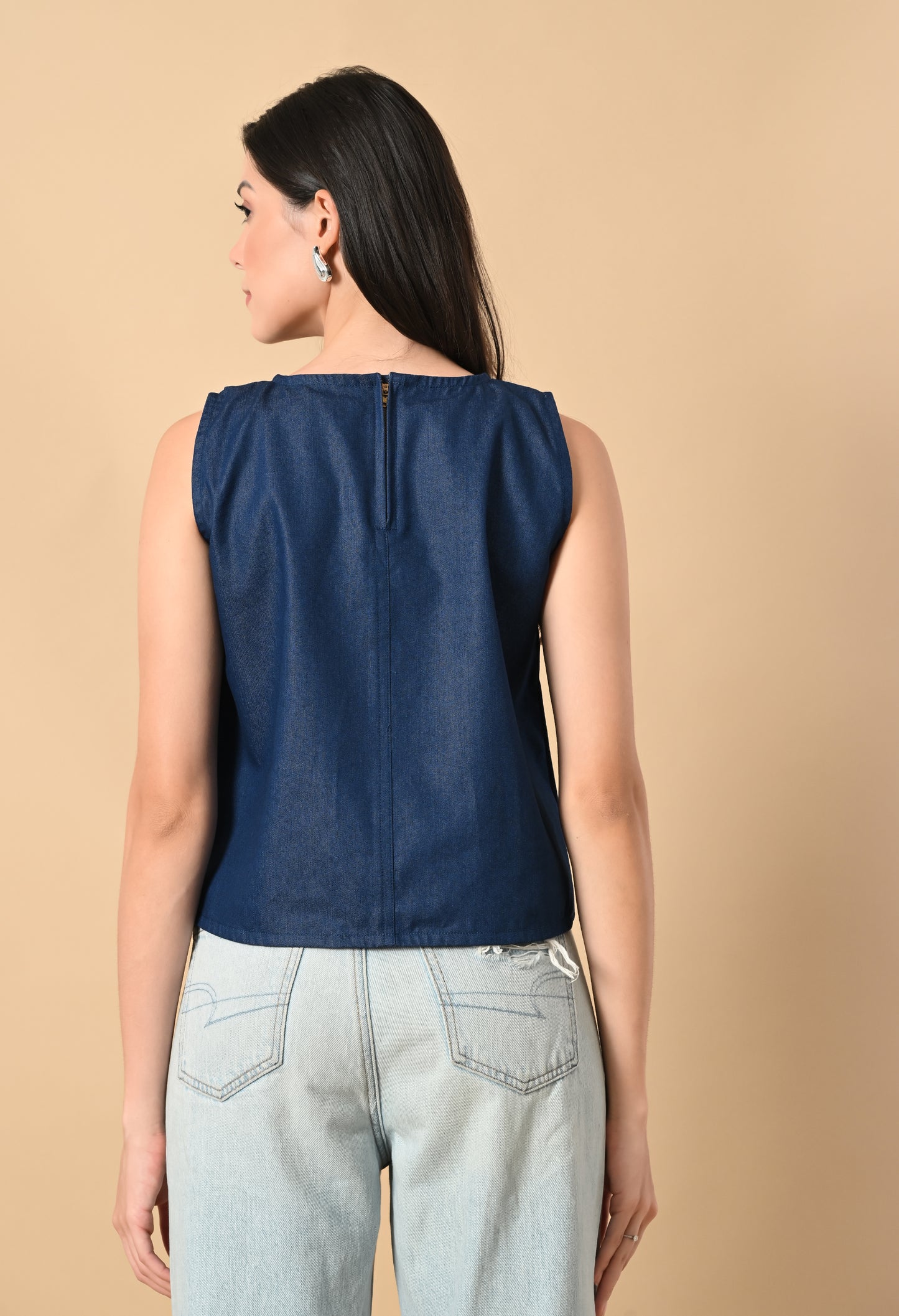 River Wrap Sleeveless Denim Top