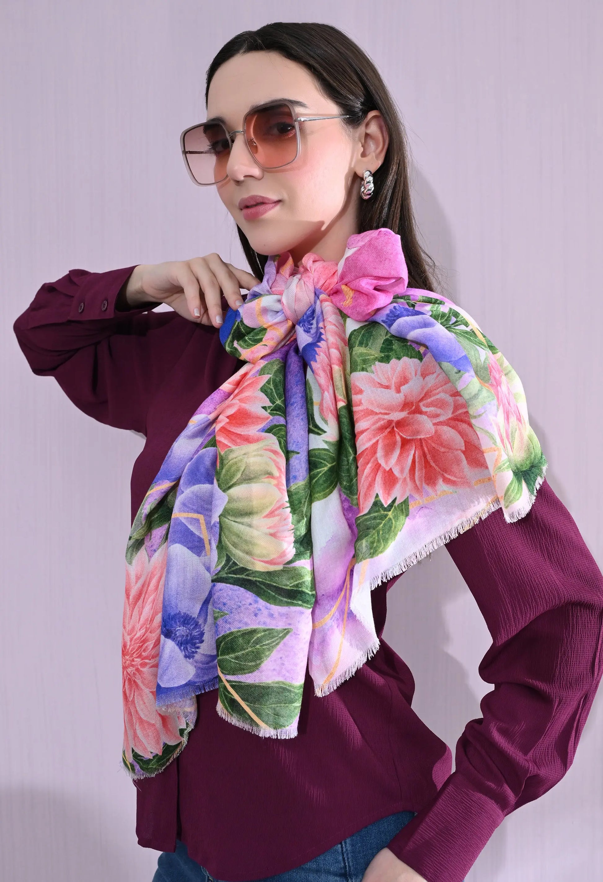 Blush Bloom Floral Scarf Hencemade