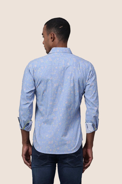 Sky Blue Printed Neon Shirt hencemade