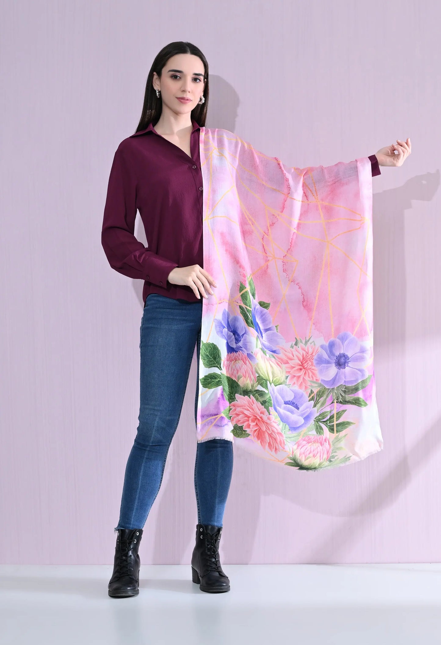 Blush Bloom Floral Scarf Hencemade