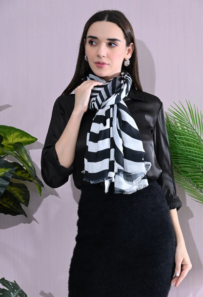 Black and White Striped Optical Illusion Scarf Hencemade