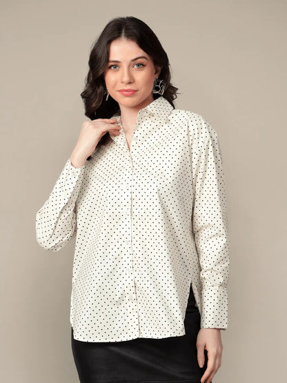 Polka Dots Cotton Poplin Oversized Shirt hencemade