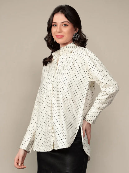 Polka Dots Cotton Poplin Oversized Shirt hencemade