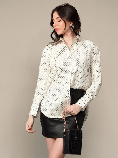 Polka Dots Cotton Poplin Oversized Shirt hencemade